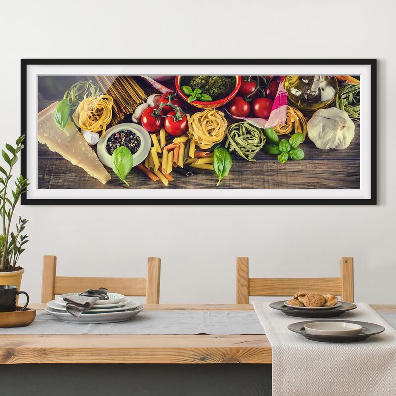 

Póster enmarcado - Pasta Dimensión LxA: 50cm x 130cm, Marco: Negro