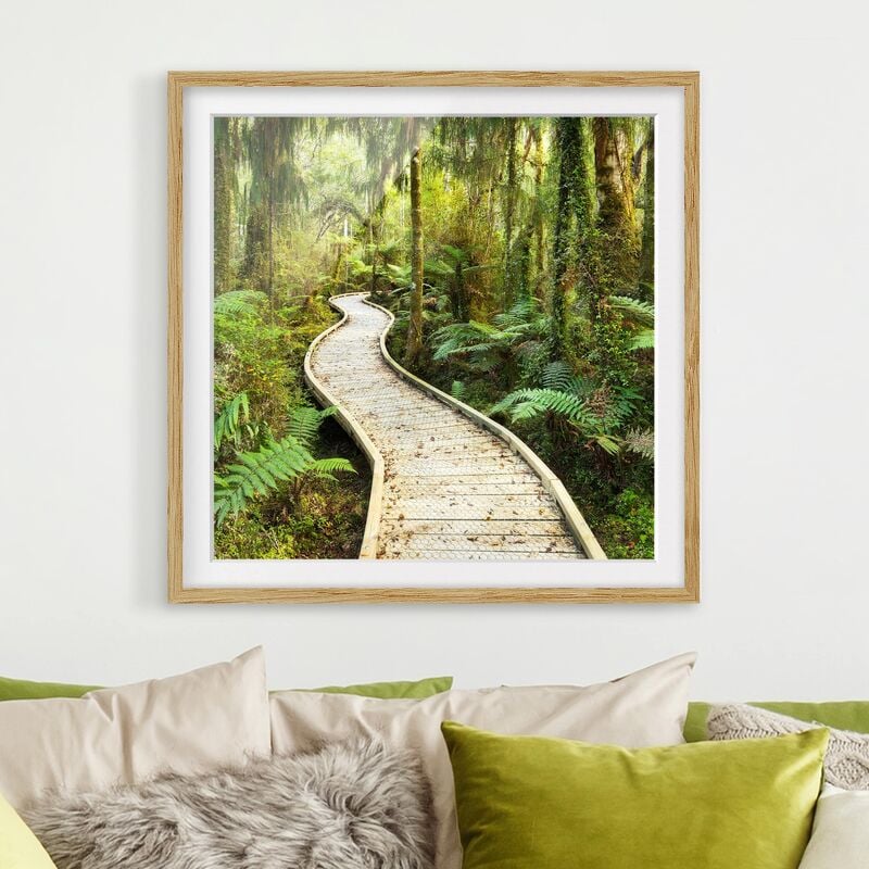 

Póster enmarcado - Path In The Jungle Dimensión LxA: 50cm x 50cm, Marco: Roble