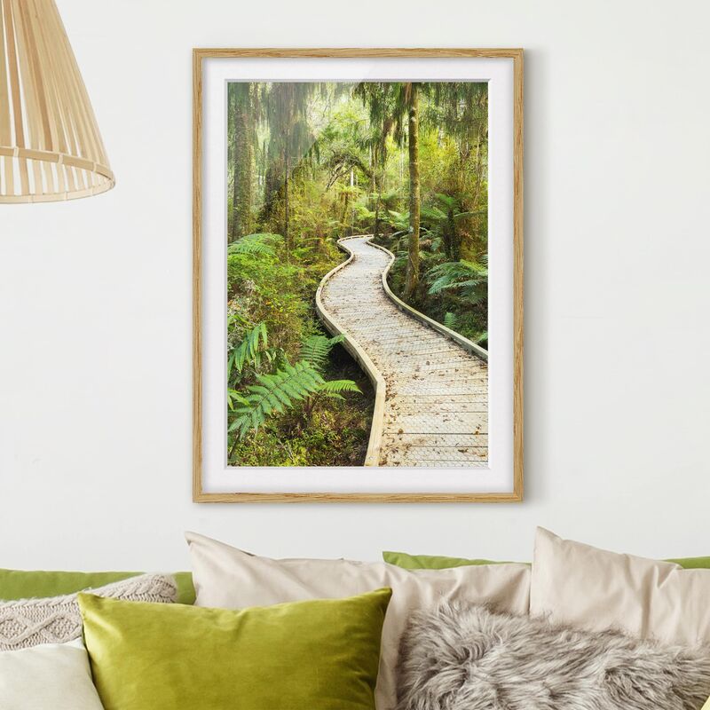 

Póster enmarcado - Path In The Jungle Dimensión LxA: 55cm x 40cm, Marco: Roble