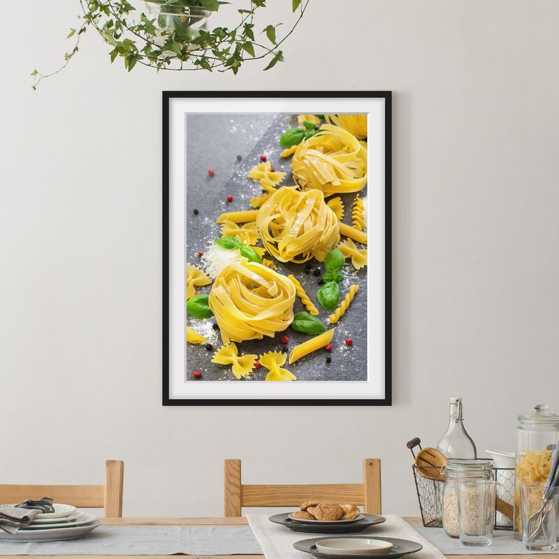 

Póster enmarcado - Pastamix Con Basilico Dimensión LxA: 70cm x 50cm, Marco: Negro