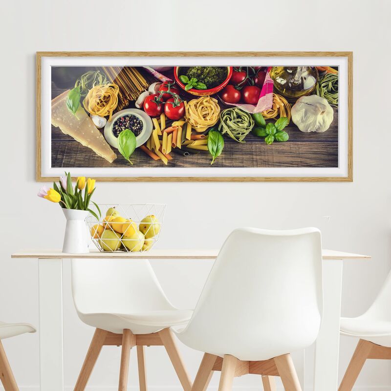 

Póster enmarcado - Pasta Dimensión LxA: 30cm x 75cm, Marco: Roble