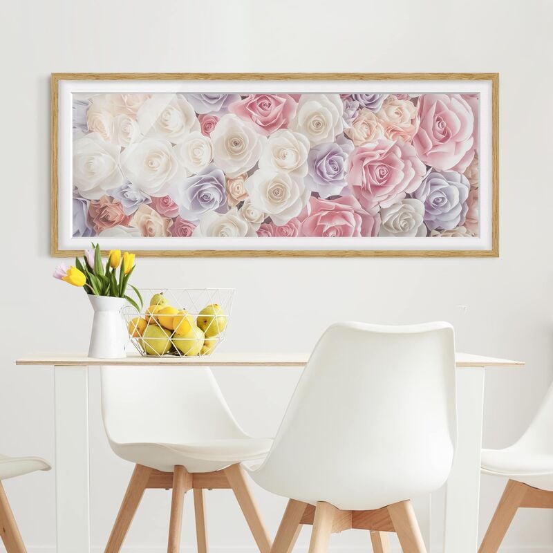 

Póster enmarcado - Pastello Rose Di Carta D'Arte Dimensión LxA: 20cm x 50cm, Marco: Roble