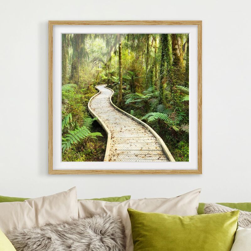 

Póster enmarcado - Path In The Jungle Dimensión LxA: 30cm x 30cm, Marco: Roble