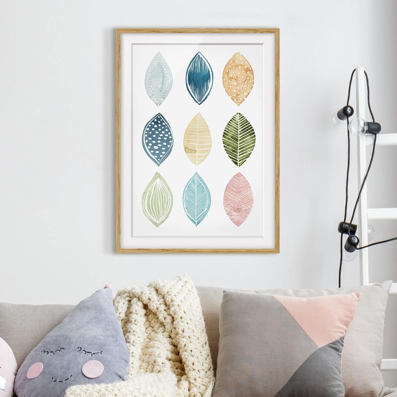 

Póster enmarcado - Patterned Leaves I Dimensión LxA: 70cm x 50cm, Marco: Roble