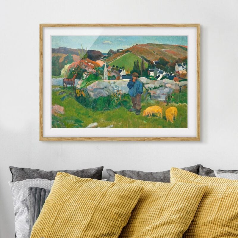 

Póster enmarcado - Paul Gauguin - The Swineherd Dimensión LxA: 50cm x 70cm, Marco: Roble