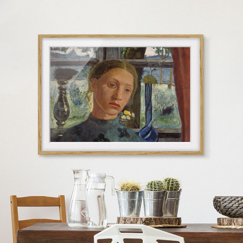 

Póster enmarcado - Paula Modersohn-Becker - Girl's Head In Front Of A Window Dimensión LxA: 18cm x 24cm, Marco: Roble