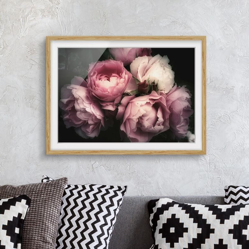 

Póster enmarcado - Peony In The Dark Shabby Dimensión LxA: 70cm x 100cm, Marco: Roble