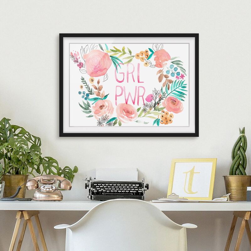 

Póster enmarcado - Pink Flowers - Girl Power Dimensión LxA: 70cm x 100cm, Marco: Negro