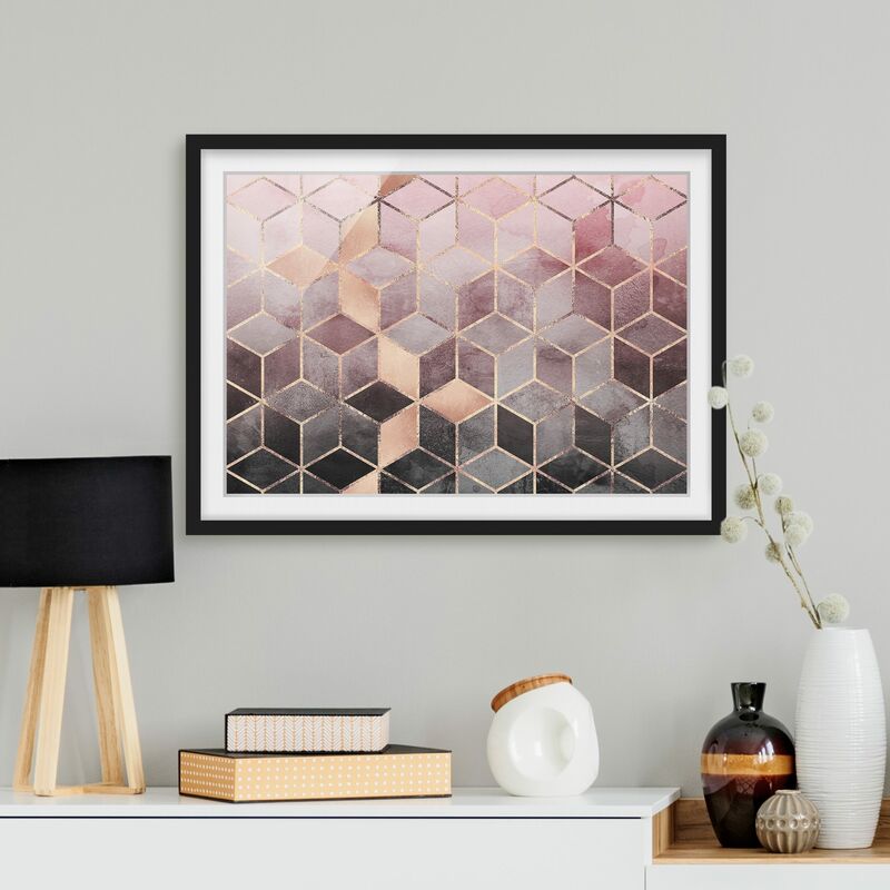 

Póster enmarcado - Rosa Grigio d'oro Geometria Dimensión LxA: 70cm x 100cm, Marco: Negro