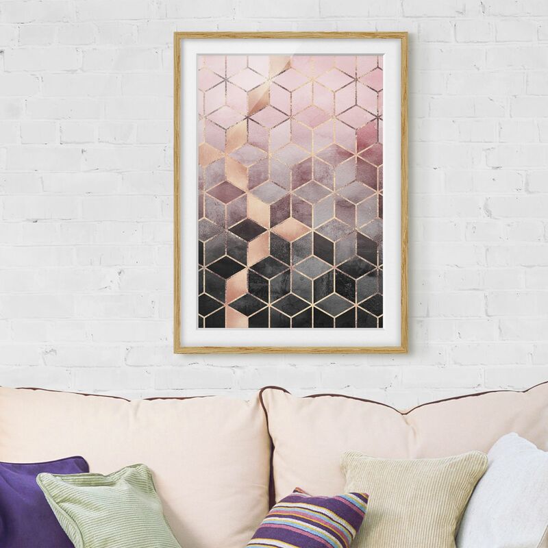 

Póster enmarcado - Rosa Grigio d'oro Geometria Dimensión LxA: 24cm x 18cm, Marco: Roble