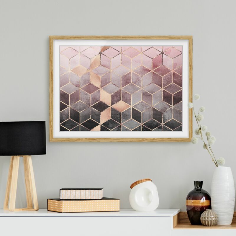 

Póster enmarcado - Rosa Grigio d'oro Geometria Dimensión LxA: 40cm x 55cm, Marco: Roble