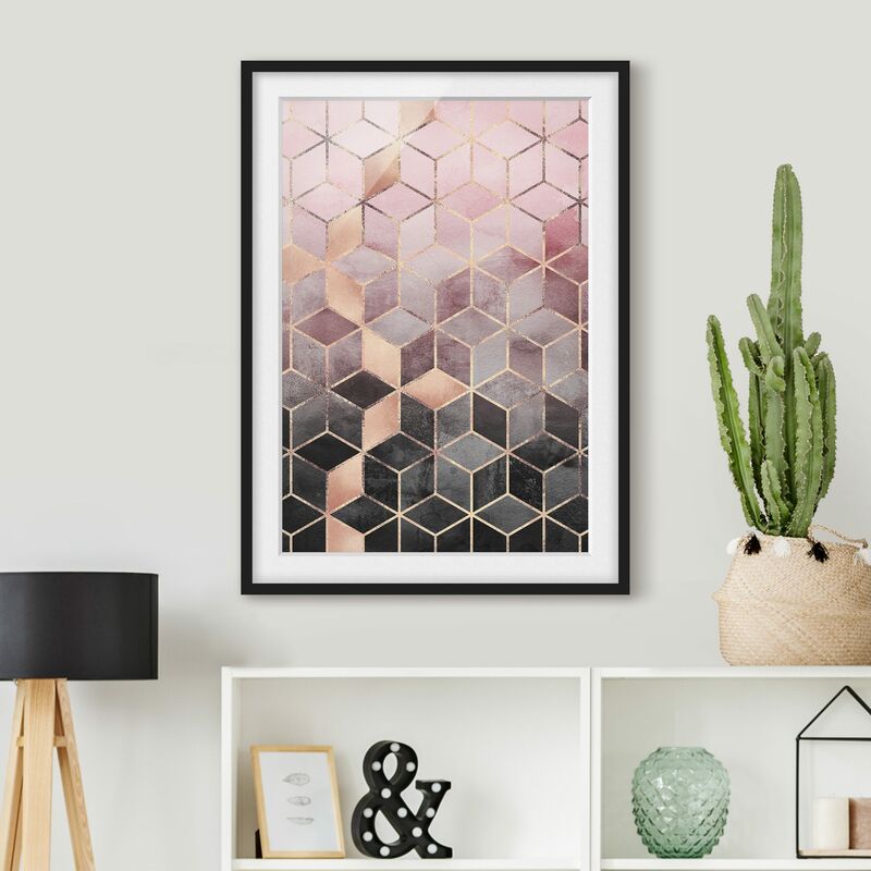 

Póster enmarcado - Rosa Grigio d'oro Geometria Dimensión LxA: 24cm x 18cm, Marco: Negro