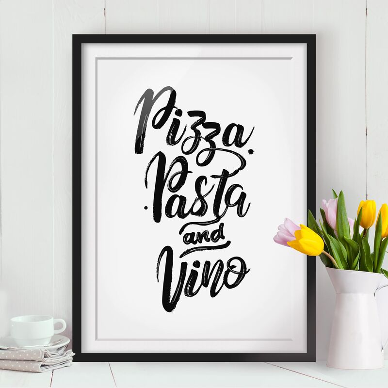 

Póster enmarcado - Pizza Pasta And Vino Dimensión LxA: 55cm x 40cm, Marco: Negro