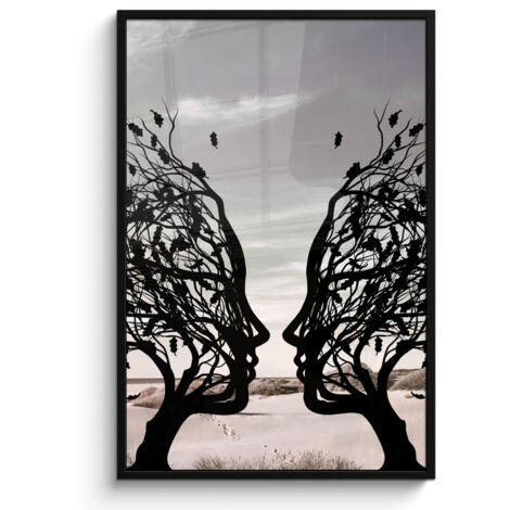 PÓSTER ENMARCADO Playa - Mar - Gente - Árbol - Arte moderno Pared Decoracion Grande 80x120