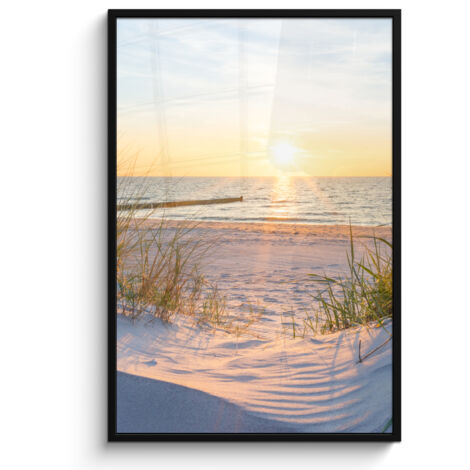 PÓSTER ENMARCADO Playa - Sol - Duna - Hierba - Arena - Horizonte Pared Decoracion Grande 80x120
