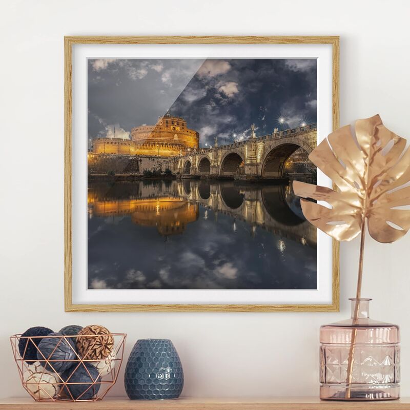 

Póster enmarcado - Ponte Sant'Angelo In Rome Dimensión LxA: 70cm x 70cm, Marco: Roble