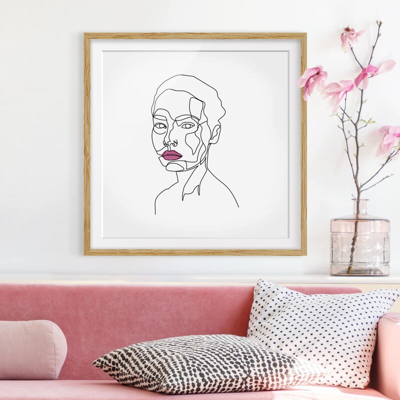 

Póster enmarcado - Donna Del Ritratto Line Art Dimensión LxA: 70cm x 70cm, Marco: Roble