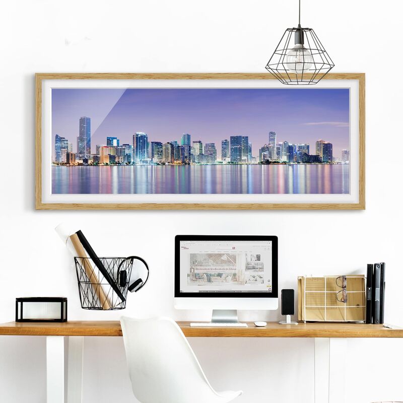

Póster enmarcado - Viola Miami Beach Dimensión LxA: 50cm x 130cm, Marco: Roble