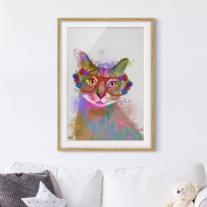 

Póster enmarcado - Arcobaleno Splash Cat Dimensión LxA: 55cm x 40cm, Marco: Roble