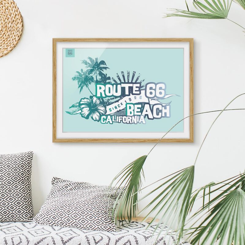 

Póster enmarcado - Route 66 - California Beach Dimensión LxA: 50cm x 70cm, Marco: Roble