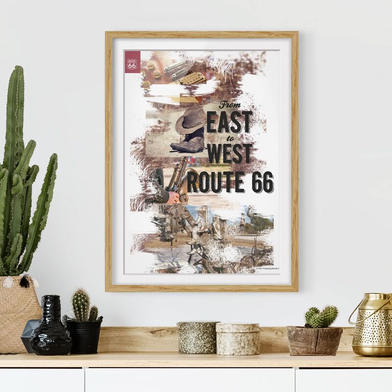 

Póster enmarcado - Route 66 - Collage est a ovest Dimensión LxA: 40cm x 30cm, Marco: Roble