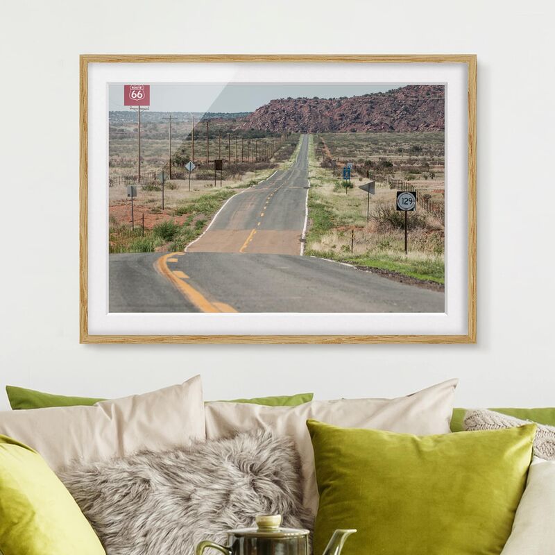 

Póster enmarcado - Route 66 - Gonna Road Trip Dimensión LxA: 30cm x 40cm, Marco: Roble