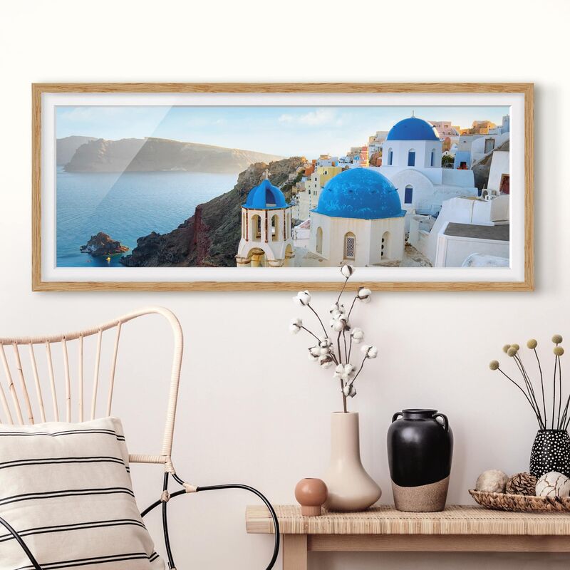 

Póster enmarcado - Santorini Dimensión LxA: 50cm x 130cm, Marco: Roble