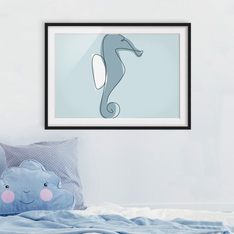 

Póster enmarcado - Seahorse Line Art Dimensión LxA: 30cm x 40cm, Marco: Negro