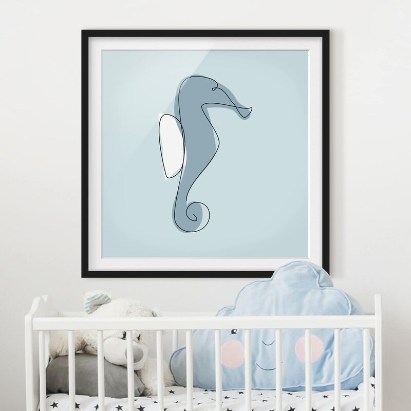 

Póster enmarcado - Seahorse Line Art Dimensión LxA: 50cm x 50cm, Marco: Negro