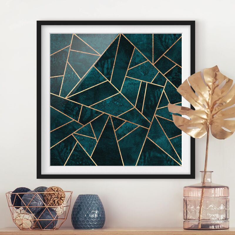 

Póster enmarcado - Scuro Turchese con oro Dimensión LxA: 50cm x 50cm, Marco: Negro