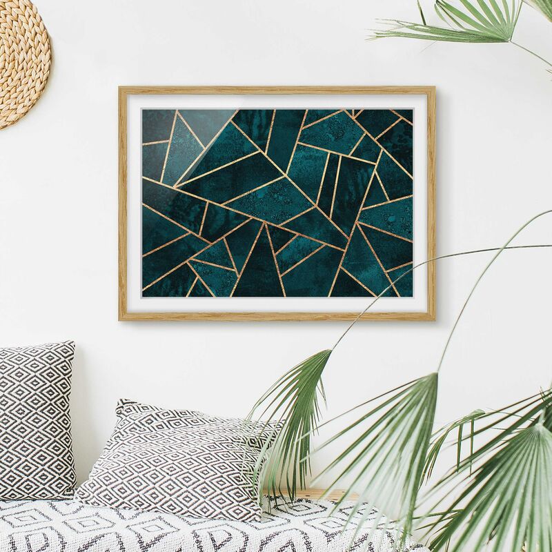 

Póster enmarcado - Scuro Turchese con oro Dimensión LxA: 40cm x 55cm, Marco: Roble