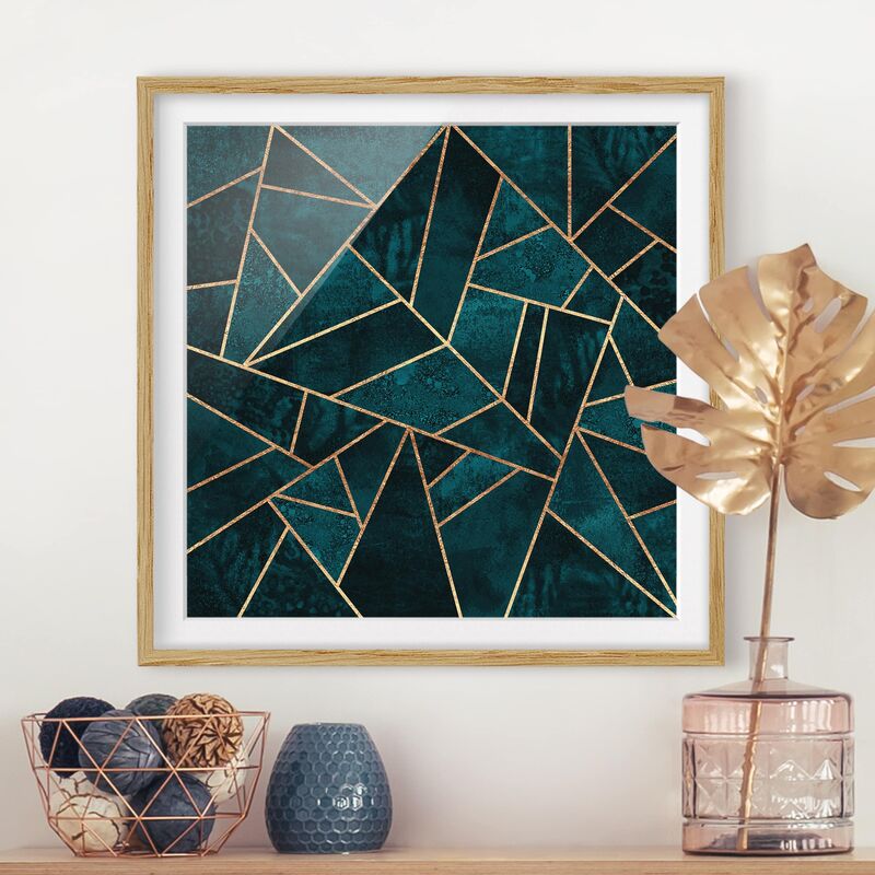 

Póster enmarcado - Scuro Turchese con oro Dimensión LxA: 20cm x 20cm, Marco: Roble