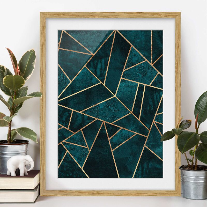 

Póster enmarcado - Scuro Turchese con oro Dimensión LxA: 24cm x 18cm, Marco: Roble