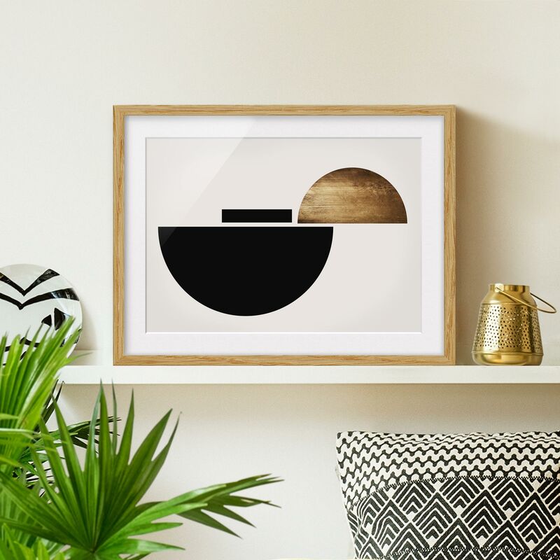 

Póster enmarcado - Semicerchio geometrico I Dimensión LxA: 18cm x 24cm, Marco: Roble