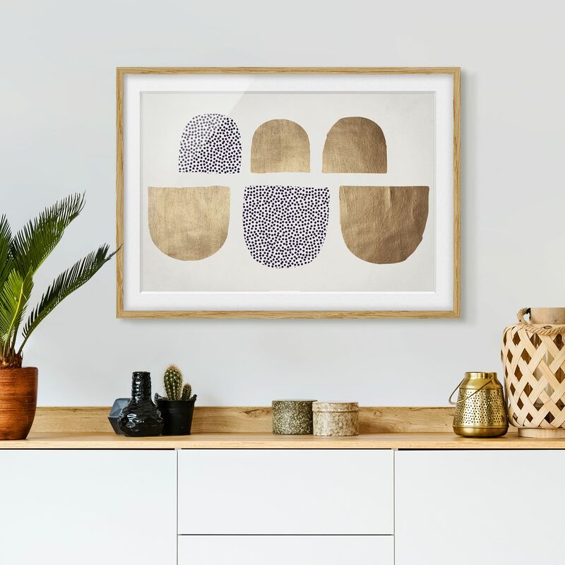 

Póster enmarcado - Semicerchio geometrico III Dimensión LxA: 40cm x 55cm, Marco: Roble
