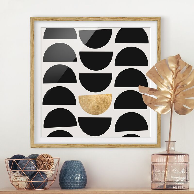 

Póster enmarcado - Semicerchio geometrico II Dimensión LxA: 70cm x 70cm, Marco: Roble