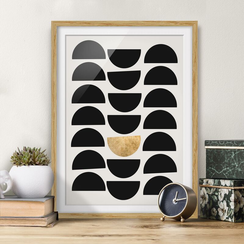 

Póster enmarcado - Semicerchio geometrico II Dimensión LxA: 100cm x 70cm, Marco: Roble