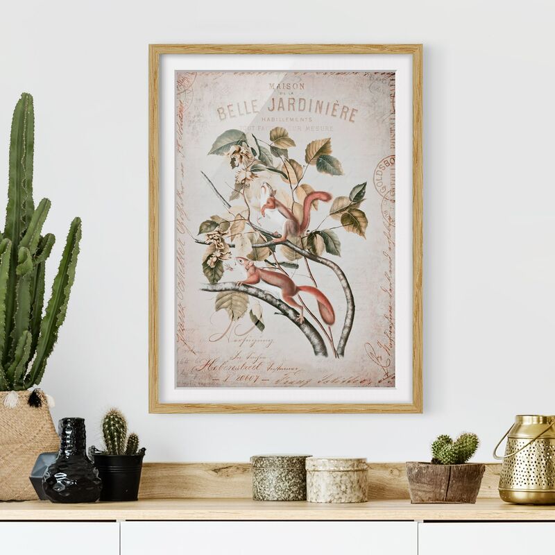 

Póster enmarcado - Shabby Chic Collage - Scoiattolo Dimensión LxA: 70cm x 50cm, Marco: Roble