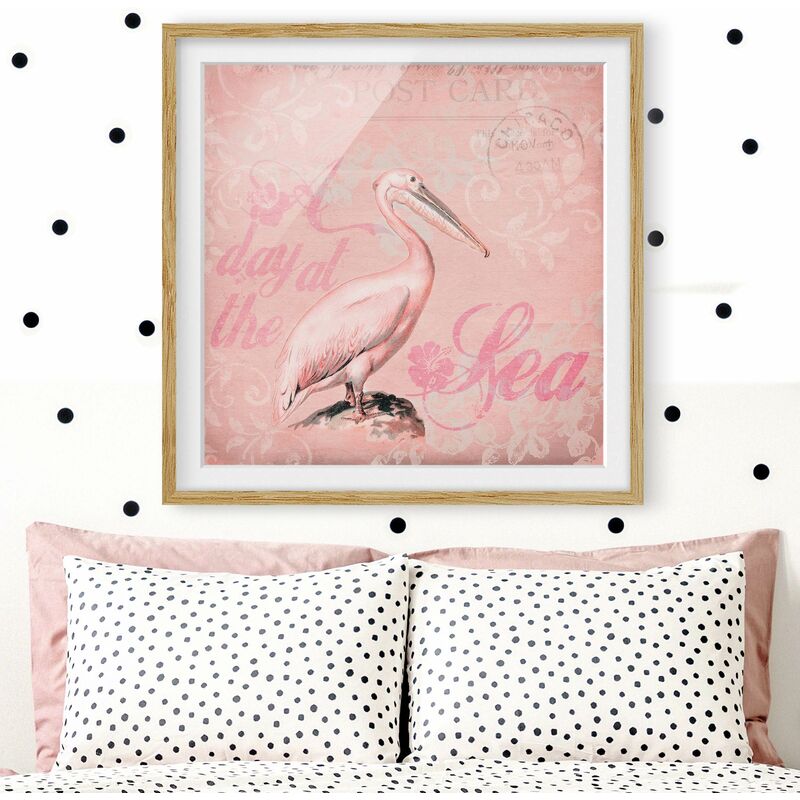 

Póster enmarcado - Shabby Chic Collage - Pelican Dimensión LxA: 50cm x 50cm, Marco: Roble