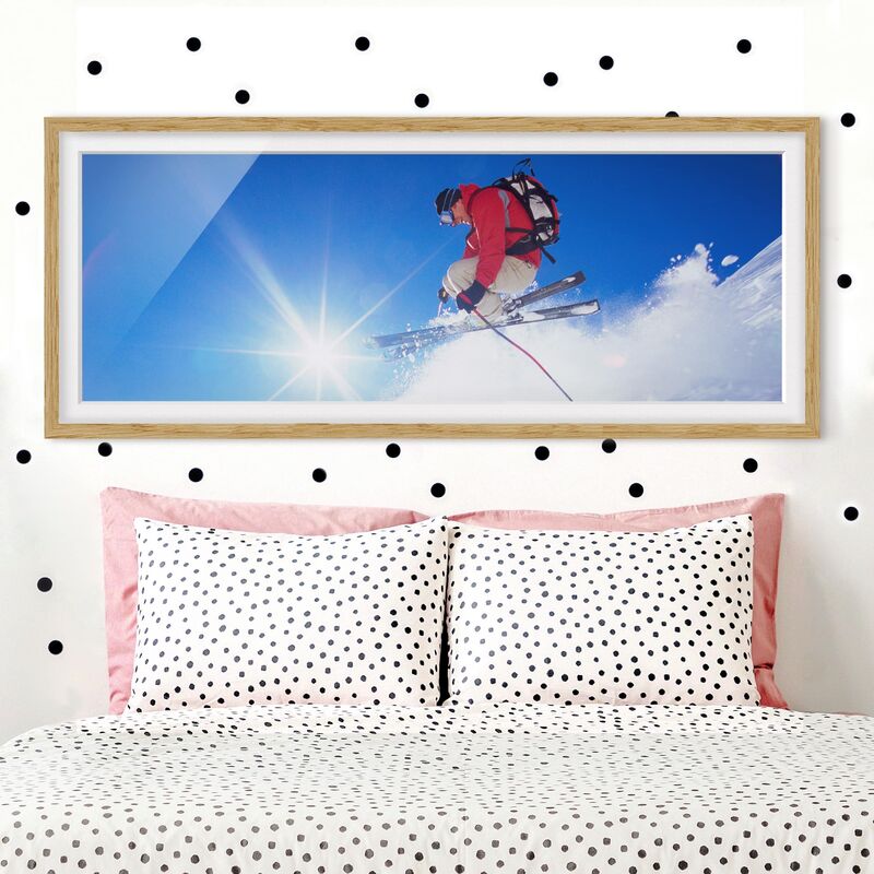 

Póster enmarcado - Salto Con Gli Sci Dimensión LxA: 40cm x 100cm, Marco: Roble