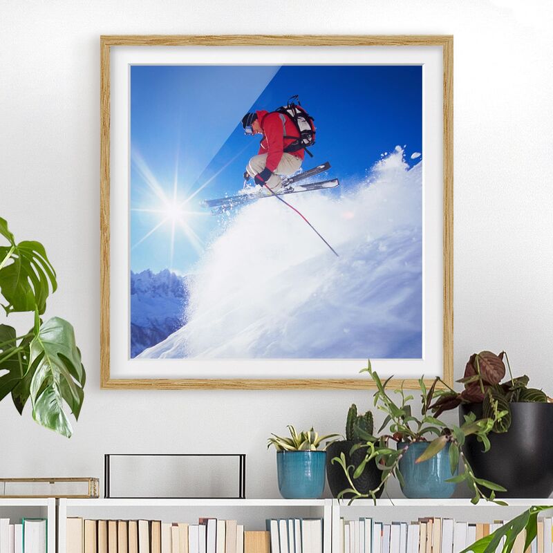 

Póster enmarcado - Ski Jumping Dimensión LxA: 20cm x 20cm, Marco: Roble