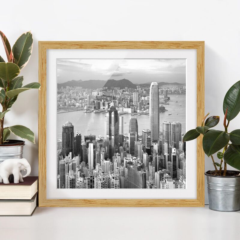 

Póster enmarcado - Skyline Nostalgia Dimensión LxA: 70cm x 70cm, Marco: Roble