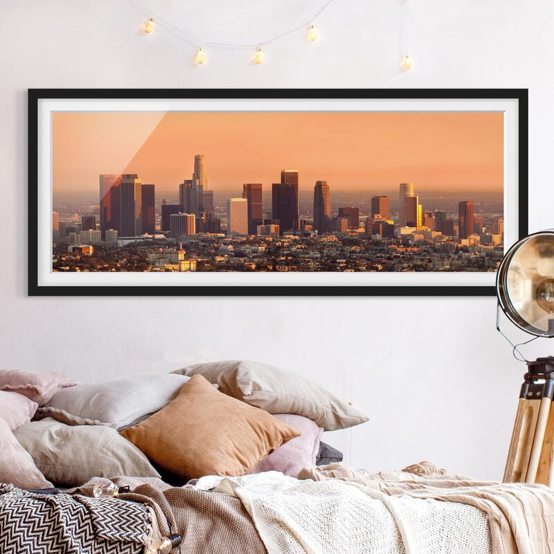 

Póster enmarcado - Skyline Di Los Angeles Dimensión LxA: 30cm x 75cm, Marco: Negro