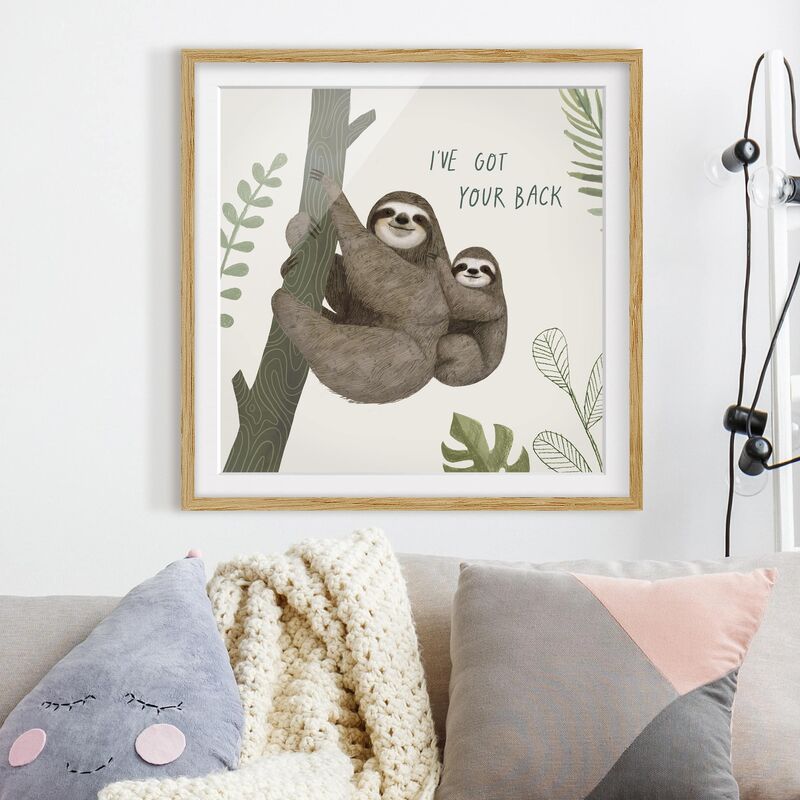 

Póster enmarcado - Sloth Sayings - Back Dimensión LxA: 70cm x 70cm, Marco: Roble