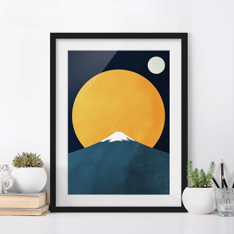 

Póster enmarcado - Sole, luna e montagne Dimensión LxA: 70cm x 50cm, Marco: Negro