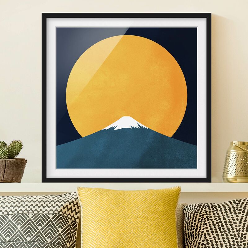 

Póster enmarcado - Sole, luna e montagne Dimensión LxA: 70cm x 70cm, Marco: Negro