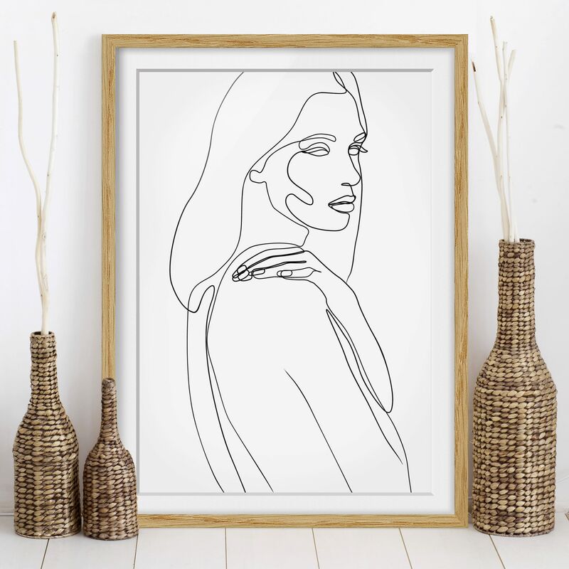

Póster enmarcado - Spalla di Line Art Woman Bianco e nero Dimensión LxA: 100cm x 70cm, Marco: Roble