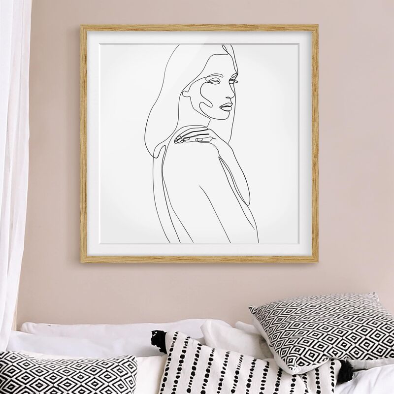 

Póster enmarcado - Spalla di Line Art Woman Bianco e nero Dimensión LxA: 50cm x 50cm, Marco: Roble