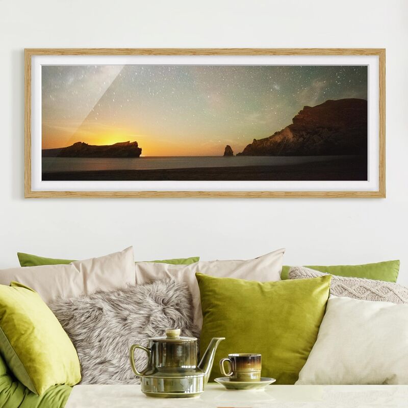 

Póster enmarcado - Cielo Stellato Sopra Il Mare Dimensión LxA: 50cm x 130cm, Marco: Roble