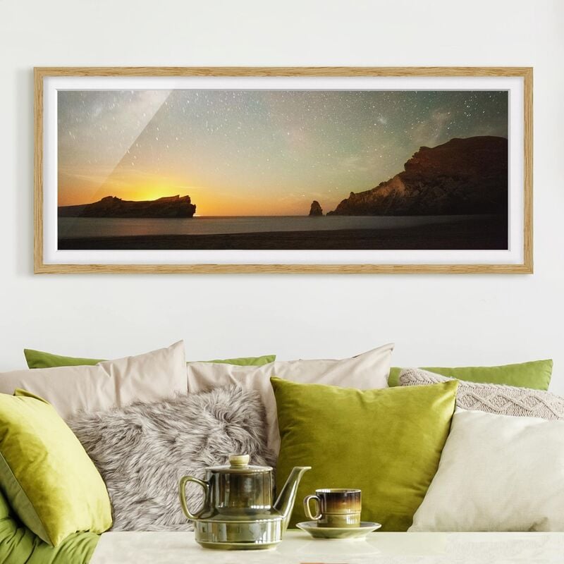 

Póster enmarcado - Cielo Stellato Sopra Il Mare Dimensión LxA: 20cm x 50cm, Marco: Roble